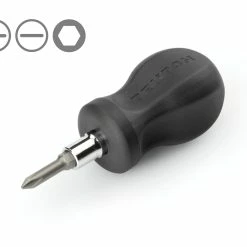 TEKTON [74]3-in-1 Stubby Phillips/Slotted Driver (#1 X 3/16 In., Black)