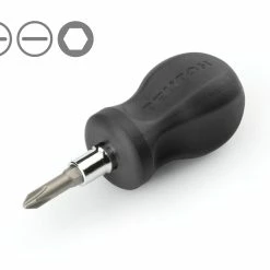TEKTON [75]3-in-1 Stubby Phillips/Slotted Driver (#2 X 1/4 In., Black)