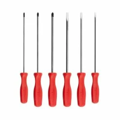 TEKTON [43]Long Hard Handle Screwdriver Set, 6-Piece (#1-#3, 3/16-5/16 In.)