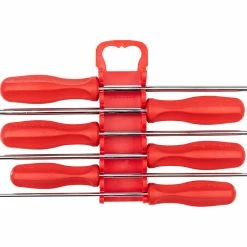 TEKTON [44]Long Hard Handle Screwdriver Set With Holder, 6-Piece (#1-#3, 3/16-5/16 In.)