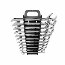 TEKTON [70]Angle Head Open End Wrench Set With Holder, 11-Piece (3/8-1 In.)